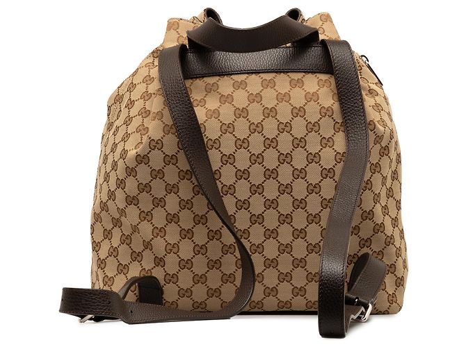 Gucci Brown GG Canvas Drawstring Backpack Beige - view 3