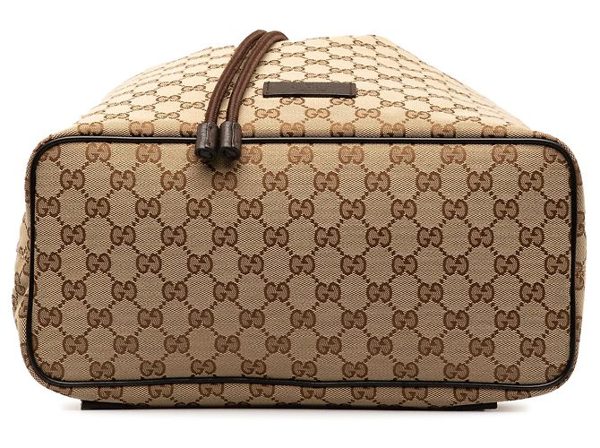 Gucci Brown GG Canvas Drawstring Backpack Beige - view 4