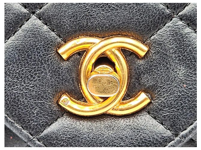 Bolsa Clássica Chanel Timeless Envelope Single Flap com 24K de Ouro. Preto - vista 12