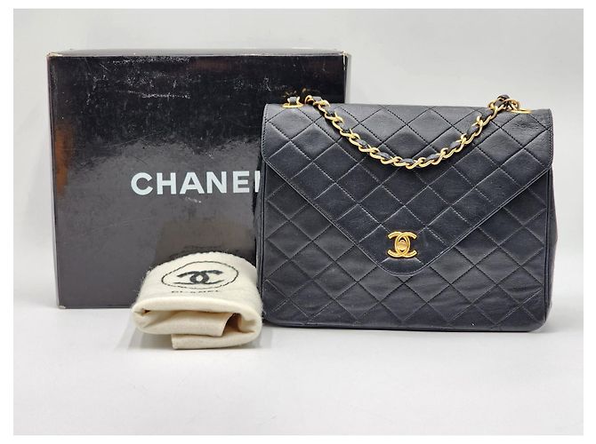 Bolsa Clássica Chanel Timeless Envelope Single Flap com 24K de Ouro. Preto - vista 2
