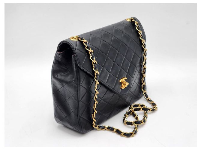 Bolsa Clássica Chanel Timeless Envelope Single Flap com 24K de Ouro. Preto - vista 3