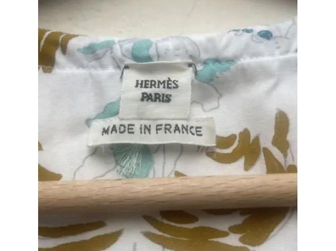 Vestido de playa Hermès de algodón blanco y azul - vista 3