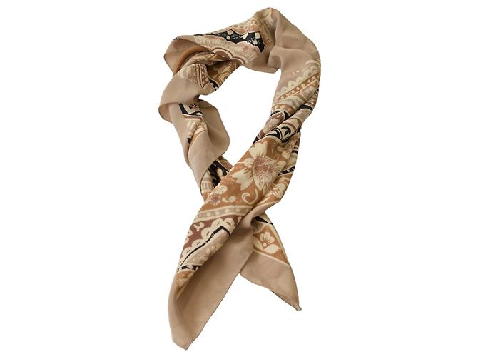 Autre Marque Foulard carré en soie Alberto Fabiani motif floral beige et noir Multicolore - Ansicht 2