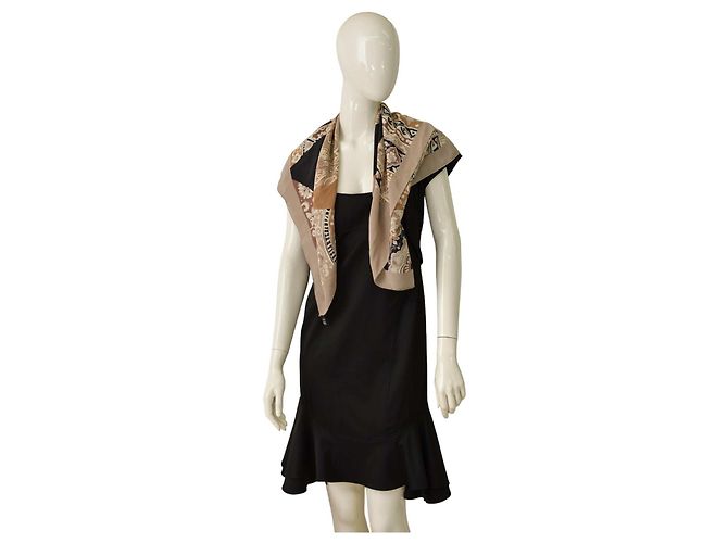 Autre Marque Foulard carré en soie Alberto Fabiani motif floral beige et noir Multicolore - Ansicht 7