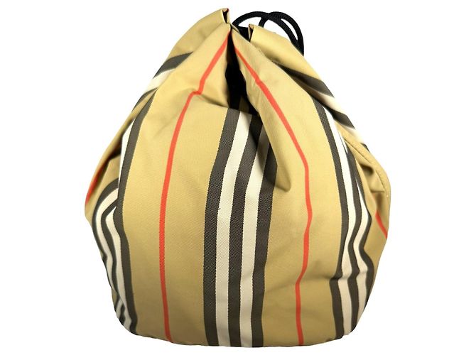 Borsa a tracolla Burberry in tela nero e beige - vista 2