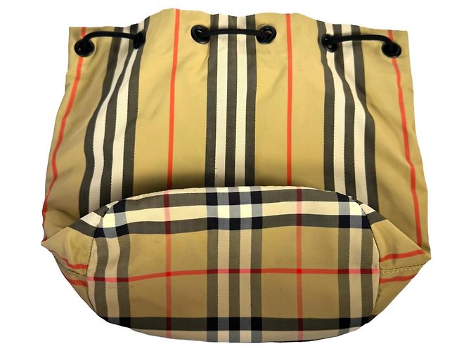 Borsa a tracolla Burberry in tela nero e beige - vista 8