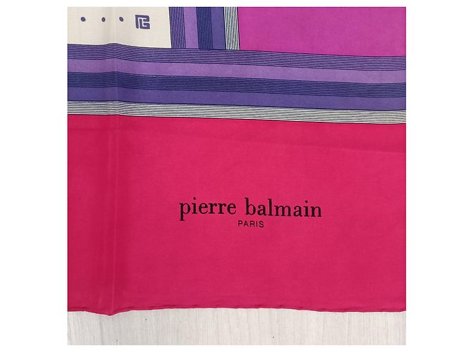 Pierre Balmain Sciarpa vintage anni '70 Balmain, sciarpa vintage in seta a pois Multicolore - vista 2