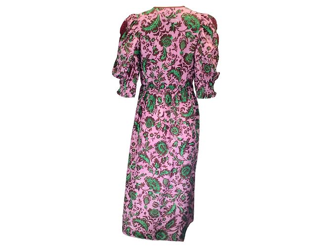 Muveil Muñeco Rosa / verde / Vestido midi con estampado de sellos burdeos Multicolor - vista 3