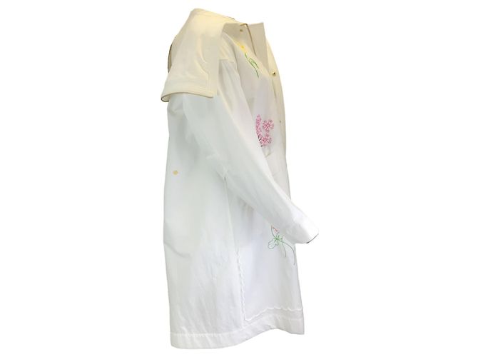 Trench Muveil in cotone ricamato bianco multi floreale - vista 2