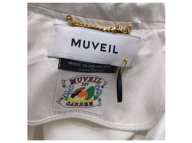 Trench Muveil in cotone ricamato bianco multi floreale - vista 4