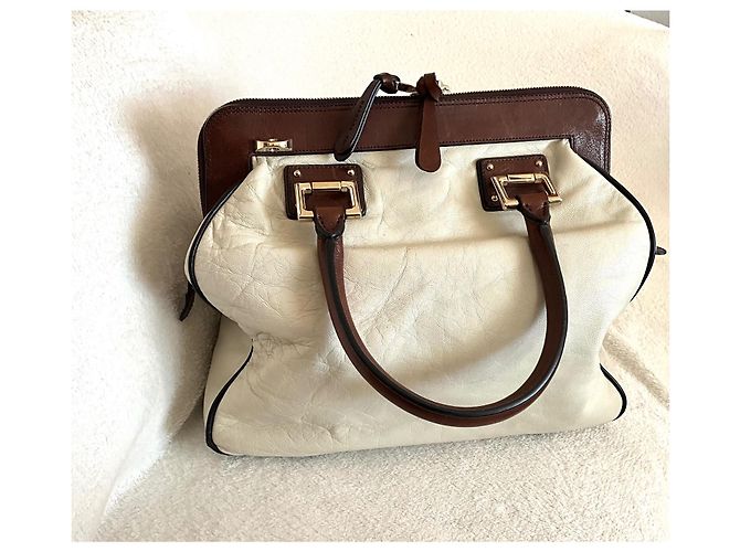 Borsa Barbara Bui in pelle marrone e crema Crudo - vista 4