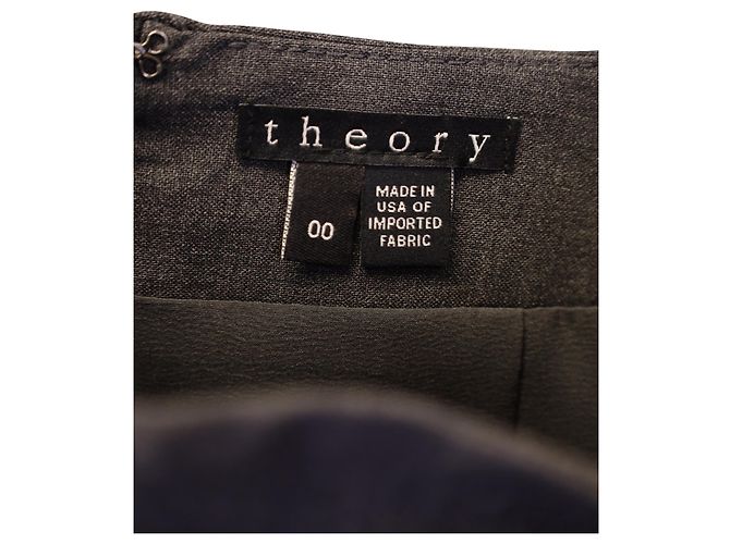 Theory-Bleistiftrock aus dunkelgrauer Wolle Anthrazitgrau - Ansicht 3