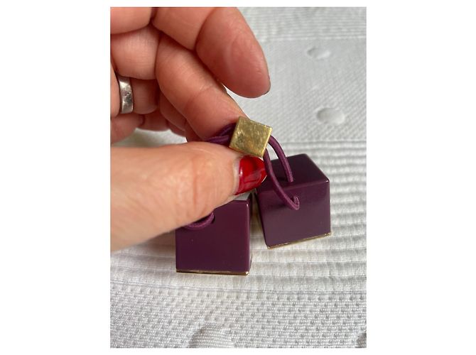 Louis Vuitton Logo Cube Elastic Hair Band Purple Gold Gold hardware - view 2