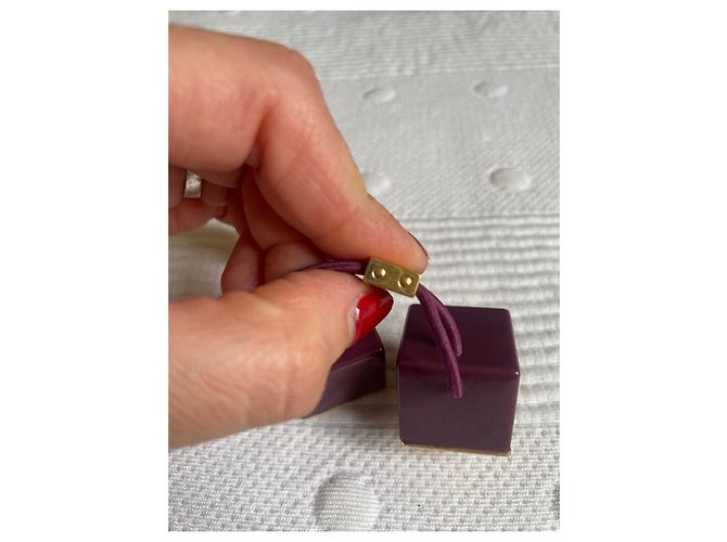 Louis Vuitton Logo Cube Elastic Hair Band Purple Gold Gold hardware - view 3