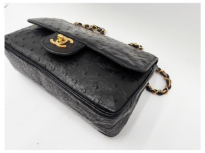 Timeless Borsa classica senza tempo con patta in struzzo Chanel Nero - vista 10