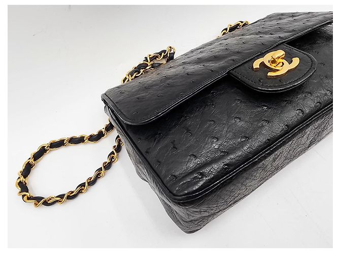 Timeless Borsa classica senza tempo con patta in struzzo Chanel Nero - vista 11
