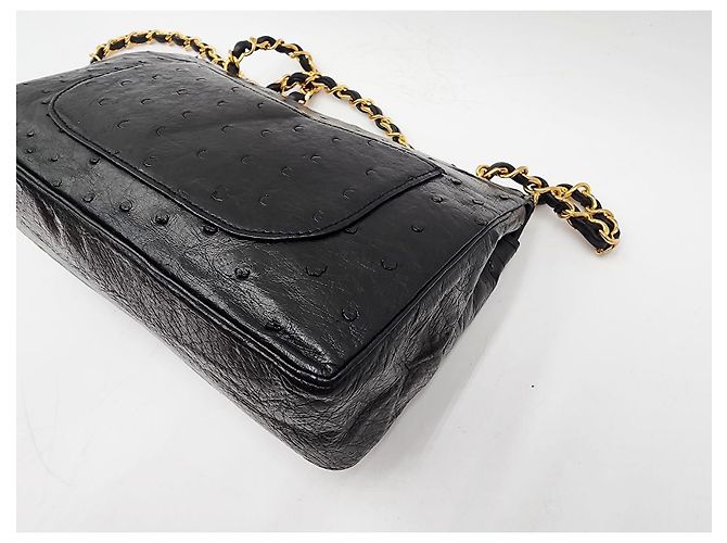 Timeless Borsa classica senza tempo con patta in struzzo Chanel Nero - vista 12