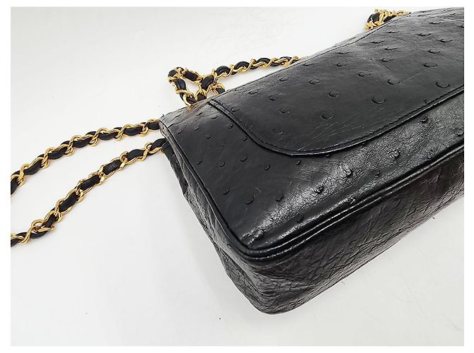 Timeless Borsa classica senza tempo con patta in struzzo Chanel Nero - vista 13