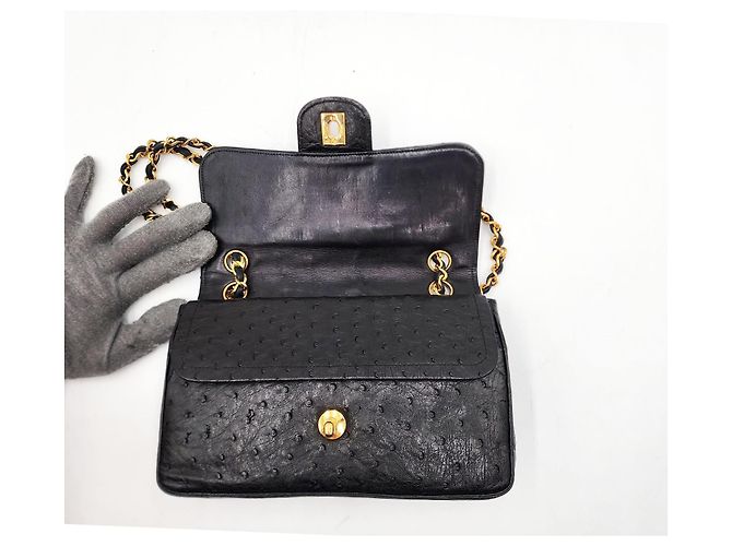 Timeless Borsa classica senza tempo con patta in struzzo Chanel Nero - vista 14