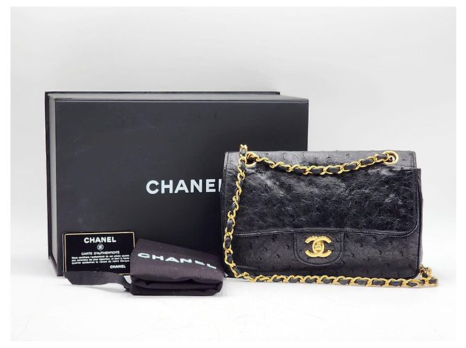 Timeless Borsa classica senza tempo con patta in struzzo Chanel Nero - vista 2