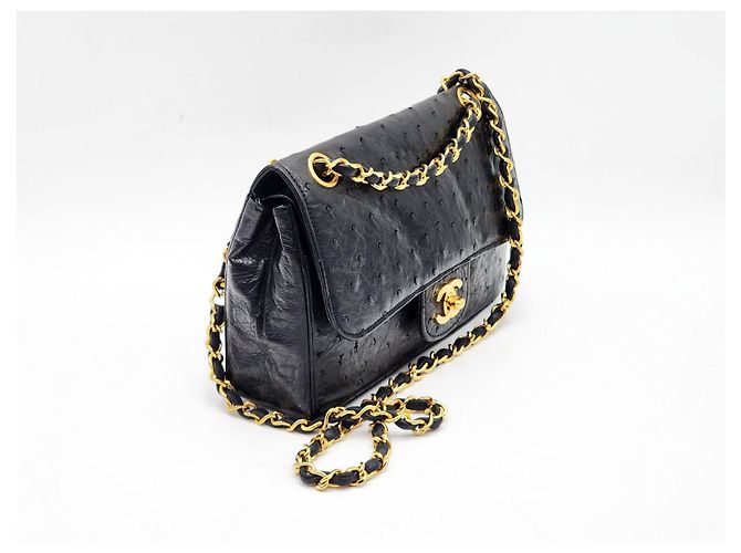 Timeless Borsa classica senza tempo con patta in struzzo Chanel Nero - vista 4