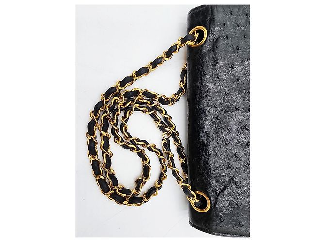 Timeless Borsa classica senza tempo con patta in struzzo Chanel Nero - vista 7