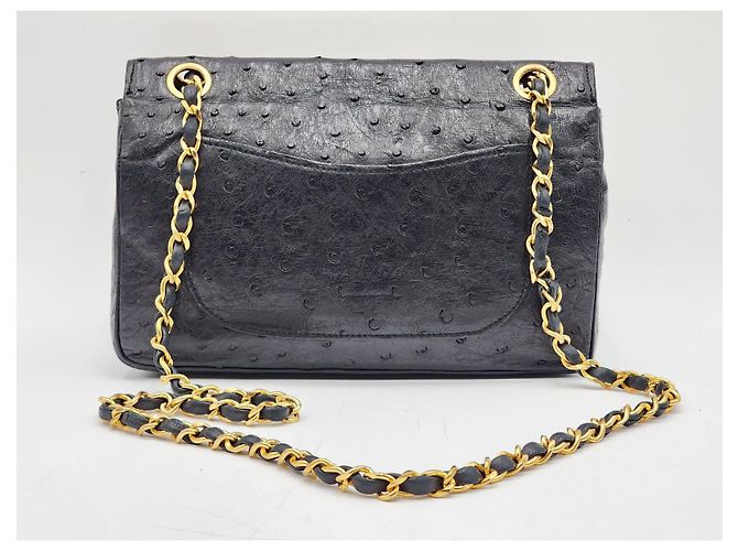 Timeless Borsa classica senza tempo con patta in struzzo Chanel Nero - vista 8