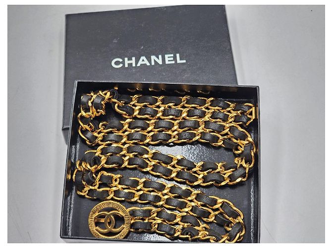 Cambon Chanel Coco Gold Doppelgliederkette Gürtel Gold hardware - Ansicht 7