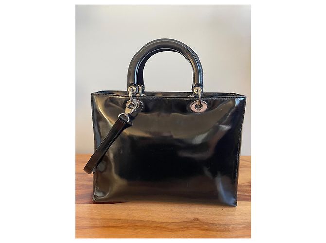 Dior Lady Dior Borsa in pelle vernice nera Nero - vista 5