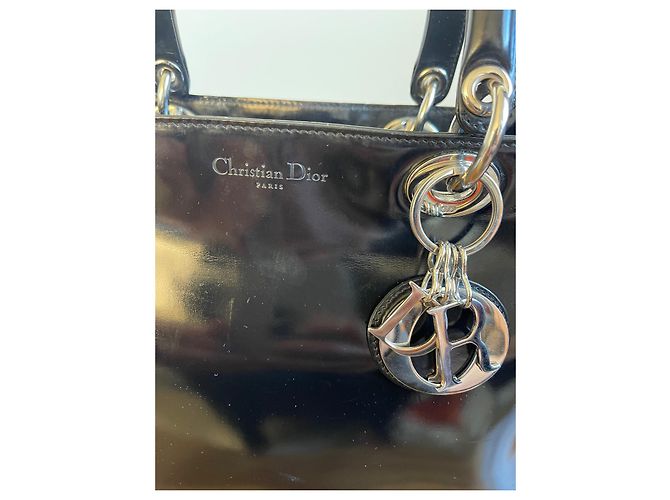 Dior Lady Dior Borsa in pelle vernice nera Nero - vista 8