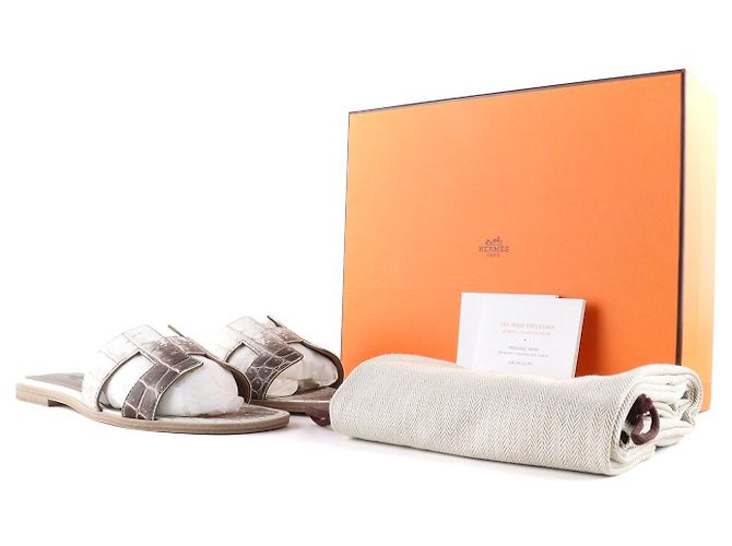 Hermès Sandales HERMES Oran Blanc - vue 9