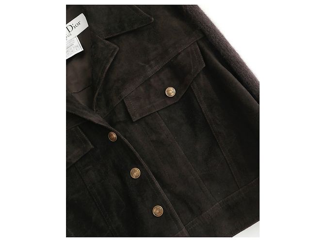Christian Dior Dior x John Galliano Herbst 2000 Wildleder- & Mohair-Jacke Braun - Ansicht 2