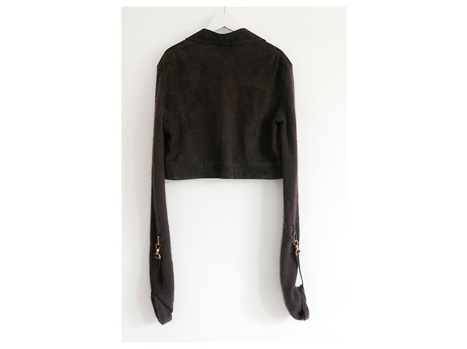Christian Dior Dior x John Galliano Herbst 2000 Wildleder- & Mohair-Jacke Braun - Ansicht 3