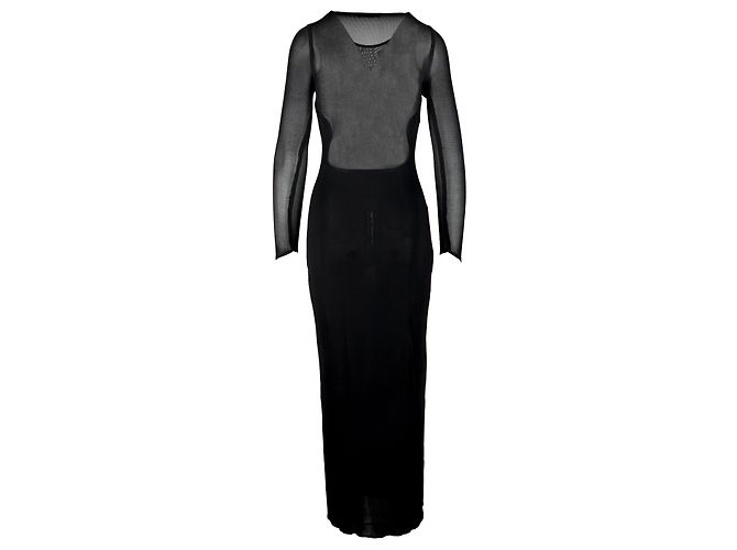 Thierry Mugler Langes Netzkleid von Mugler Schwarz - Ansicht 2