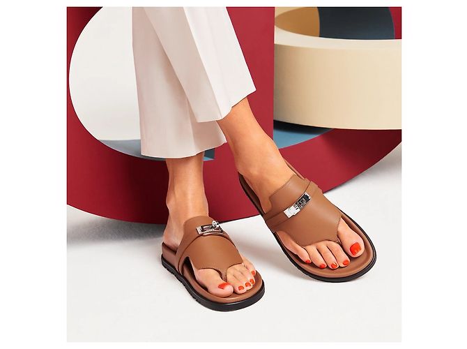 Kelly Hermès HERMES Sandalen T.EU 38 Leder Kamel - Ansicht 2