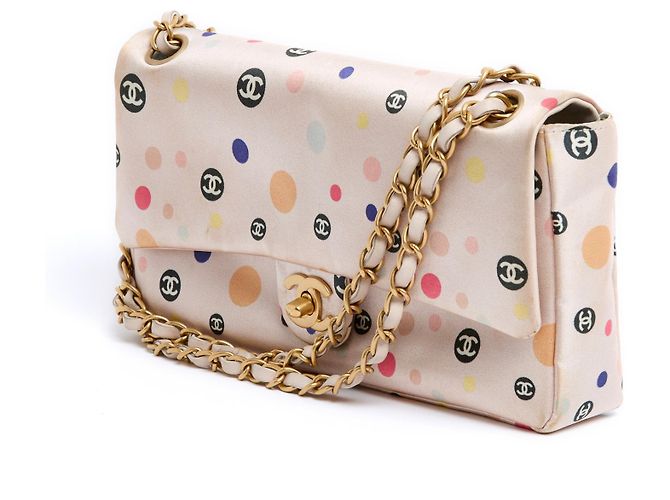 Timeless Chanel 2004 Classique Single Flap Pink Silk CC Shoulder Bag Rosa - vista 2