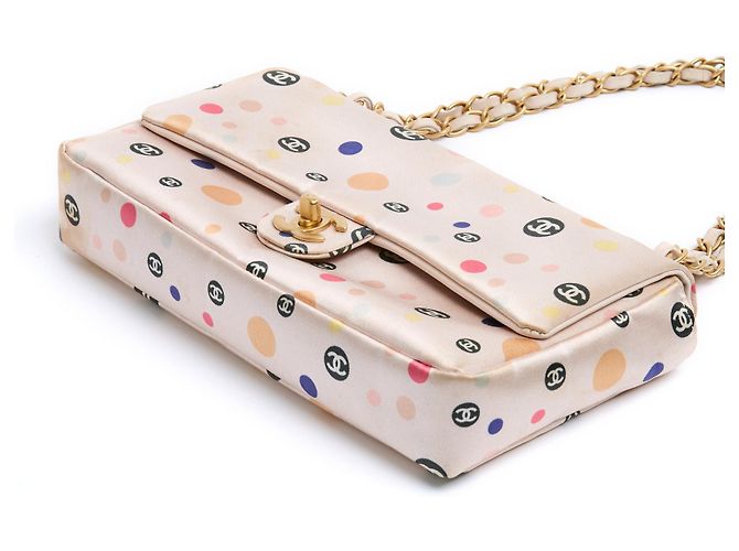 Timeless Chanel 2004 Classique Single Flap Pink Silk CC Shoulder Bag Rosa - vista 4