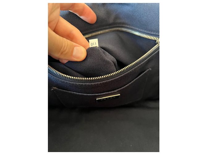 Borsa Tote Prada Canapa Blu Beige in Tela - vista 12