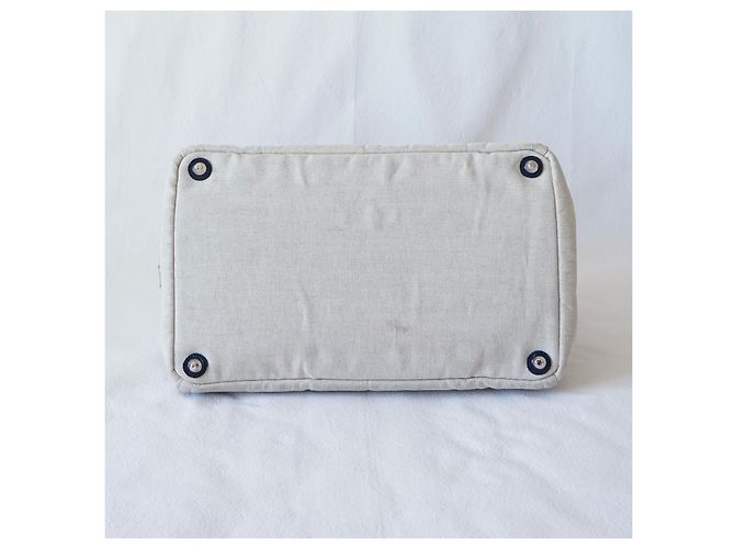 Borsa Tote Prada Canapa Blu Beige in Tela - vista 4