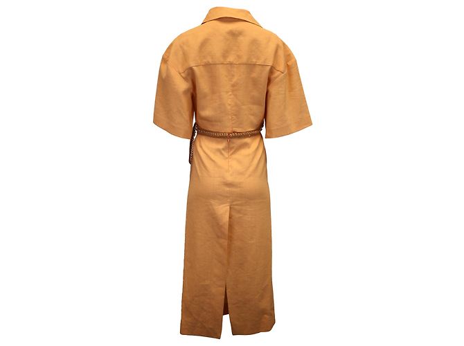 Autre Marque Vestido camisa midi com miçangas Christopher Esber em viscose laranja - vista 2