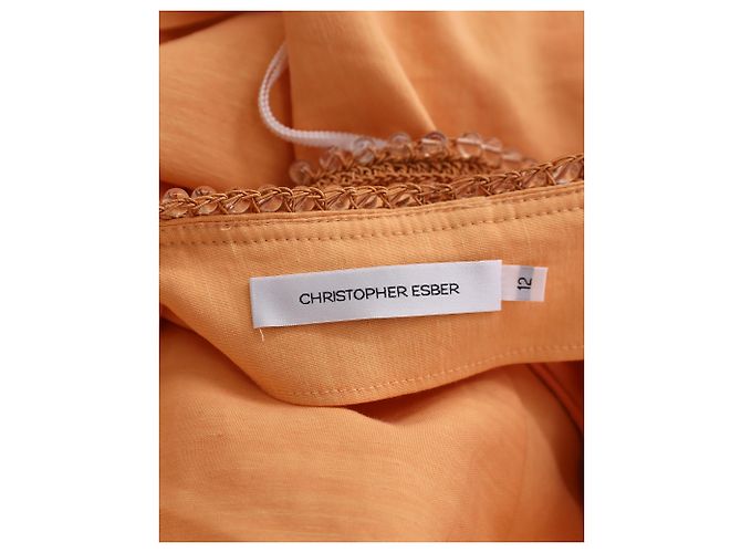 Autre Marque Vestido camisa midi com miçangas Christopher Esber em viscose laranja - vista 4