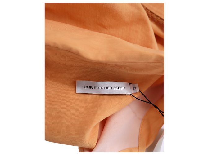 Autre Marque Vestido camisa midi com miçangas Christopher Esber em viscose laranja - vista 5