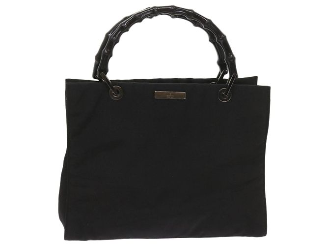 Bamboo GUCCI Borsa a mano in bambù Tela Nera 002 1016 Auth ep3520 Nero - vista 2