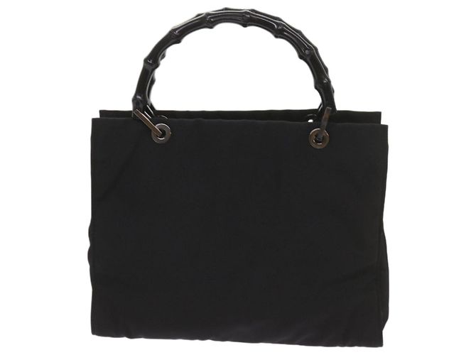 Bamboo GUCCI Borsa a mano in bambù Tela Nera 002 1016 Auth ep3520 Nero - vista 3