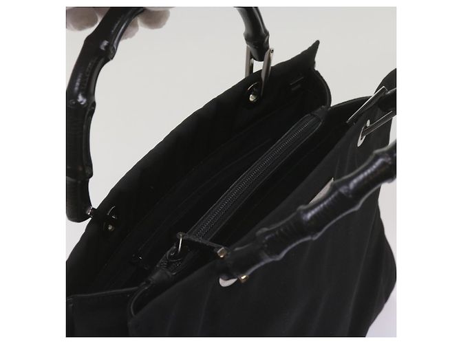 Bamboo GUCCI Borsa a mano in bambù Tela Nera 002 1016 Auth ep3520 Nero - vista 6