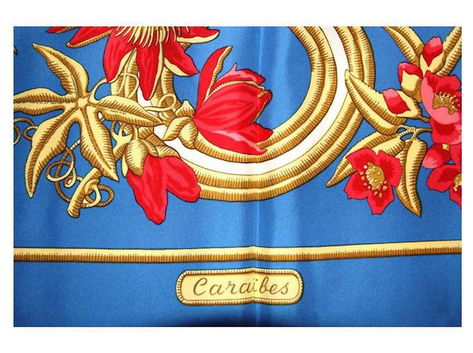 Hermès Fazzoletto di seta Caraibi blu carré 90 - vista 4