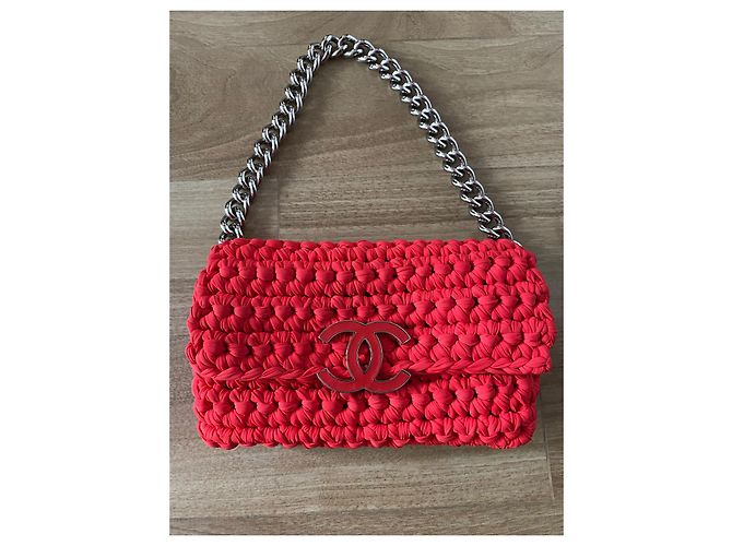 Borsa Chanel Fancy Crochet Corallo - vista 12