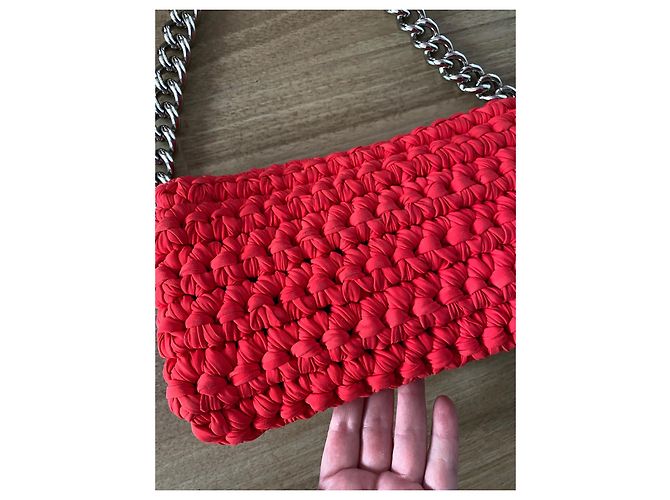 Borsa Chanel Fancy Crochet Corallo - vista 14