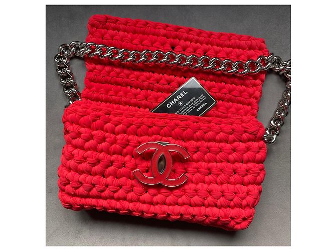 Borsa Chanel Fancy Crochet Corallo - vista 2