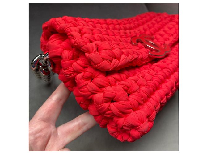 Borsa Chanel Fancy Crochet Corallo - vista 5